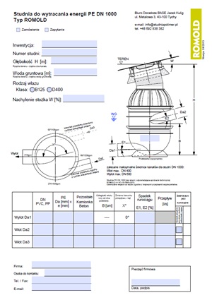 Ankieta dla studni ROMOLD DN 1000 do wytracania energii