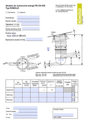 Ankieta dla studni ROMOLD DN 625 do wytracania energii