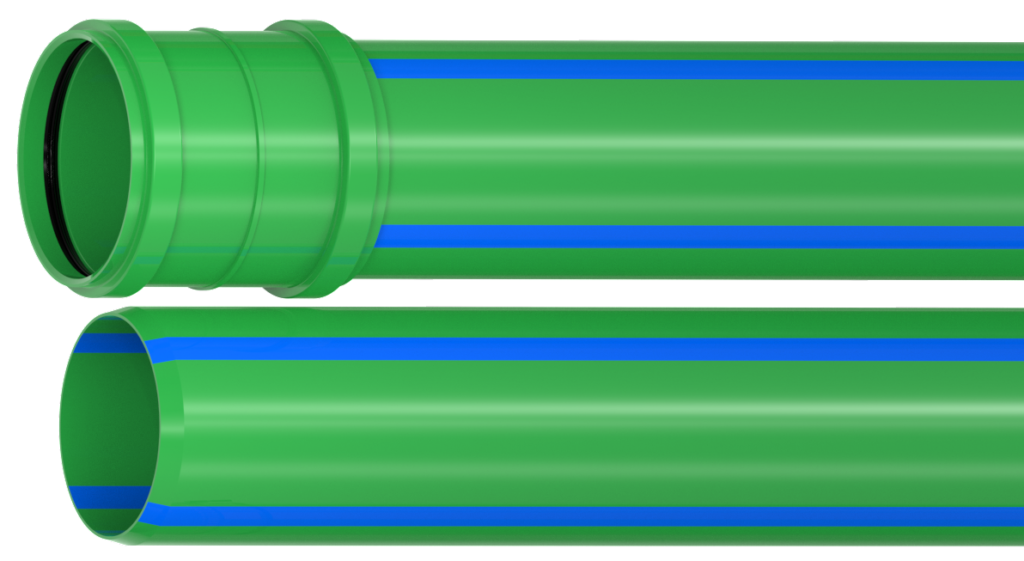 Rury PPHM typ AM z niebieskim paskiem do wykopu optwartego